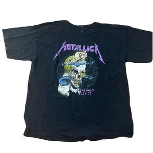 METALLICA Damaged Justice Licensed Metal T-Shirt Large Pushead Preowned